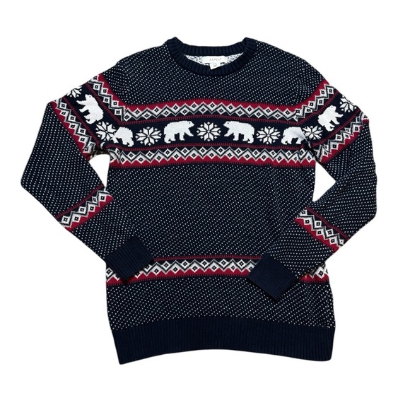 ❄️Aspen Men’s Polar Bear Fair Isle Sweater Sz M 🐻‍❄️ Navy Winter Knit Classic❄️ - Picture 1 of 3